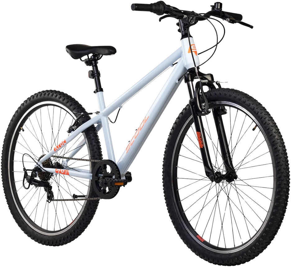 None Vaikiškas dviratis S'COOL Xroc, 26" dangaus pilkos/neoninės oranžinės spalvos