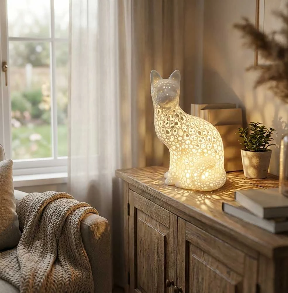 3D Gaminiai Stalinis LED šviestuvas Katinas su ertmėmis - kelių spalvų