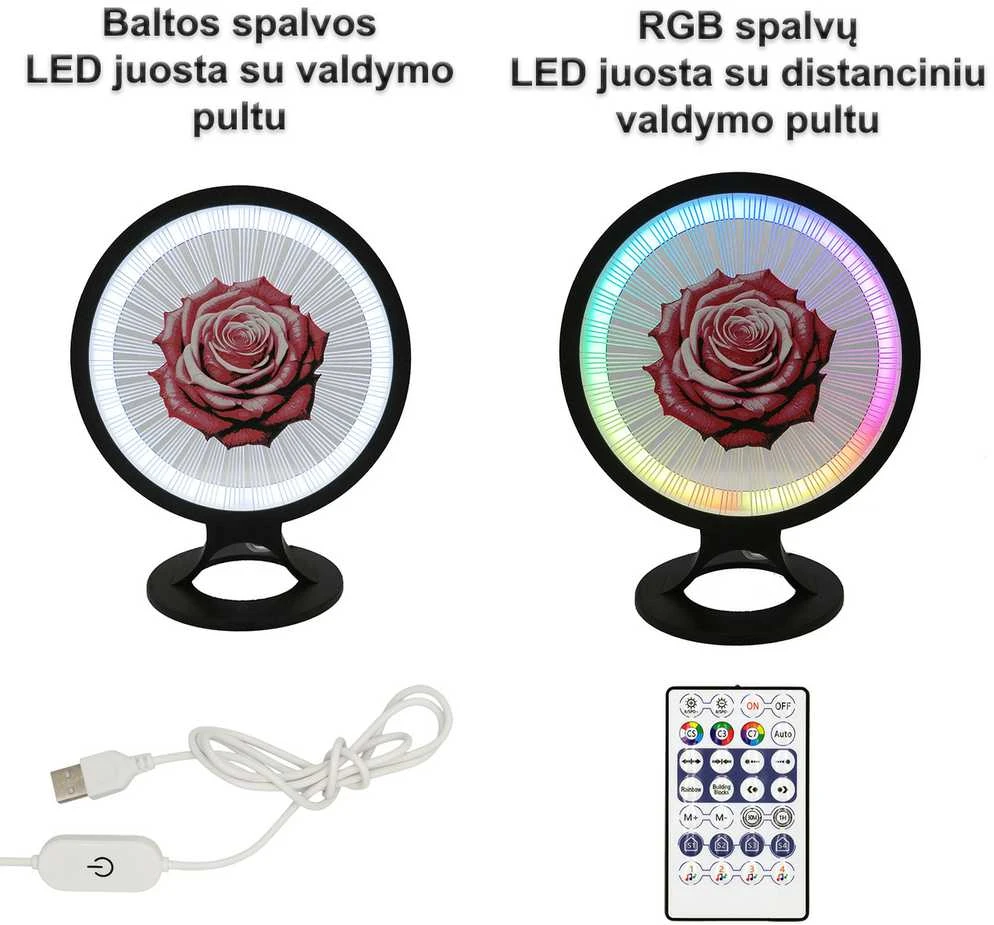 3D Gaminiai Stalinis LED šviestuvas Rožė, apskritimo formos