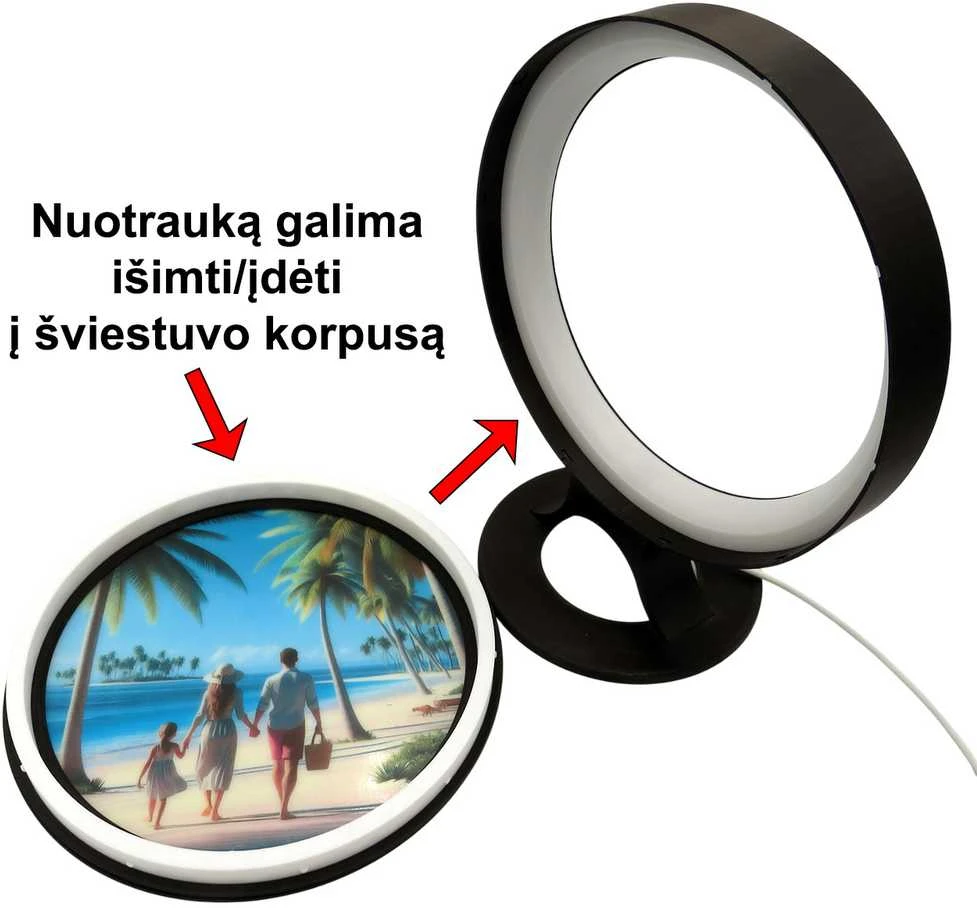 3D Gaminiai Stalinis LED šviestuvas su Jūsų nuotrauka, apskritimo formos