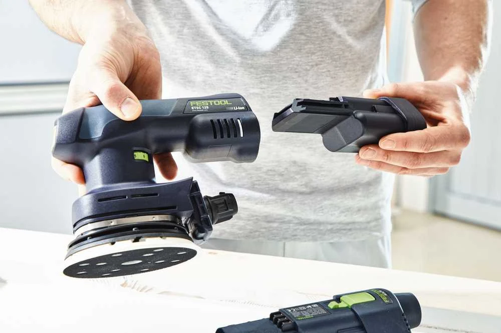 Ekscentrinis šlifuoklis Festool ETSC 125-Basic 18 V; (be akumuliatoriaus ir pakrovėjo)