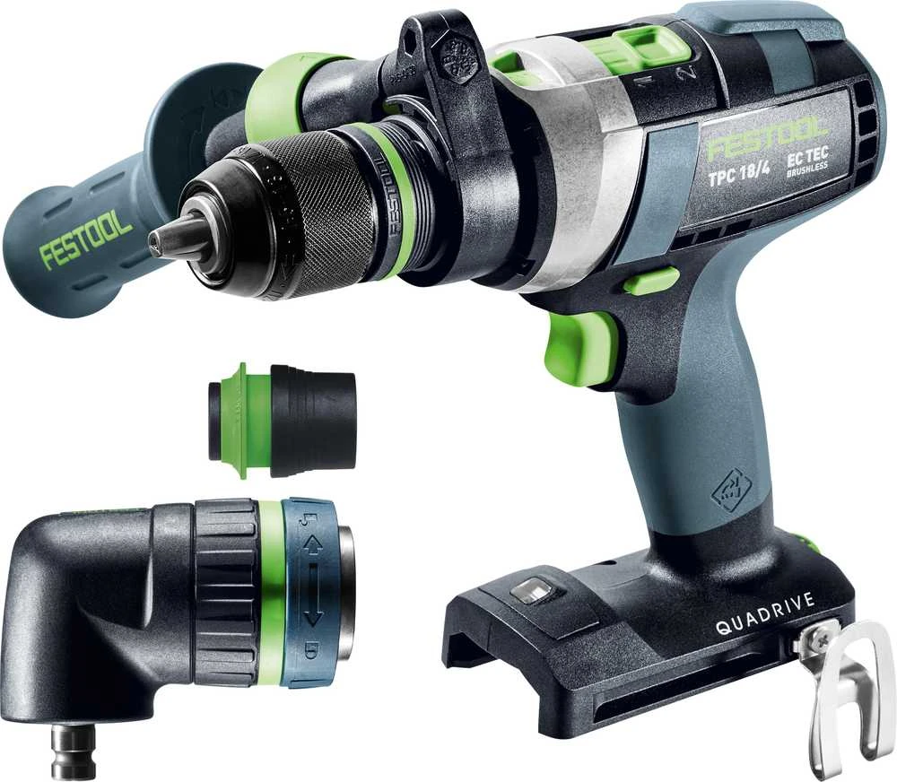 Smūginis suktuvas-gręžtuvas Festool QUADRIVE TPC 18/4 I-Basic-Set; 18 V; (be akumuliatoriaus ir pakrovėjo)