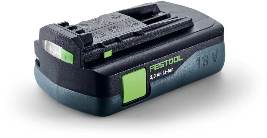 Festool 18V 3,0 Ah Li-ion akumuliatorius iš šono