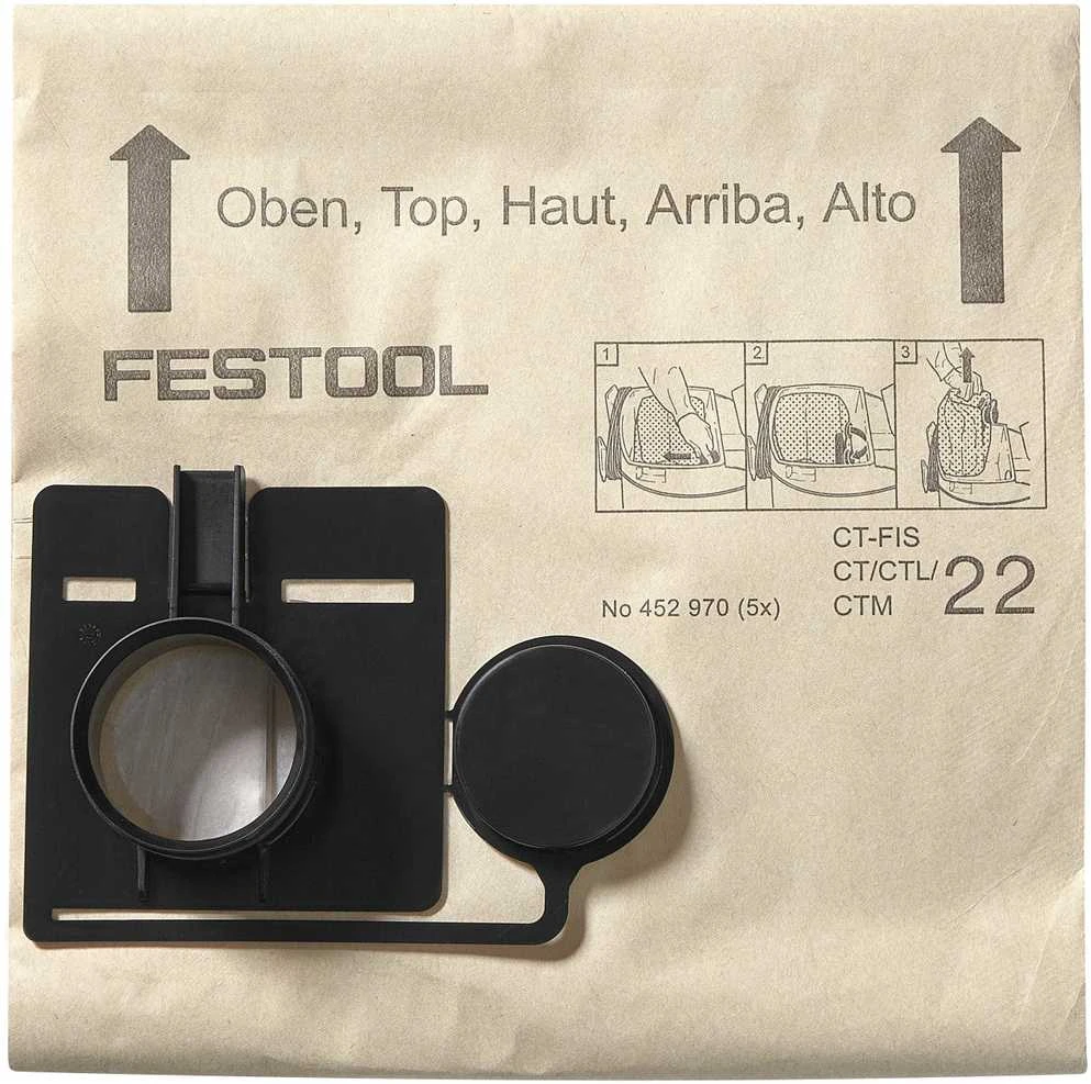 Popieriniai maišeliai dulkių siurbliui Festool FIS-CT 44 5X