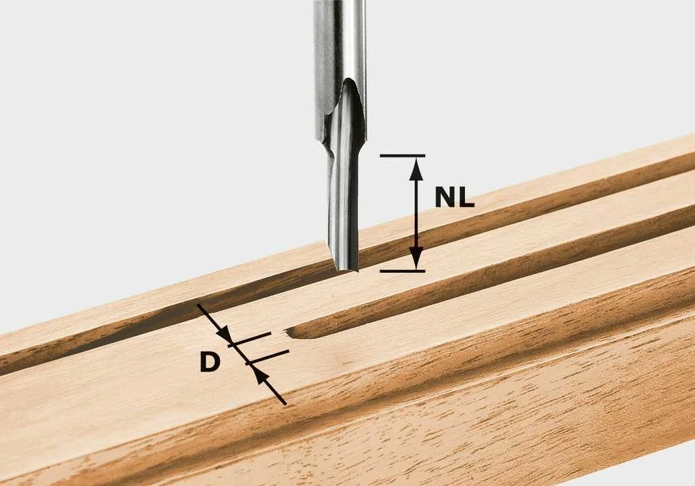 Vienašonė griovelių freza su galiniais ašmenimis Festool; 8/45 mm