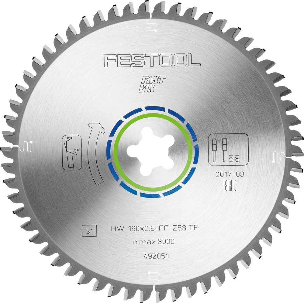 Festool Pjovimo diskas ALUMINIUM/PLASTICS HW 190x2,6 FF TF58