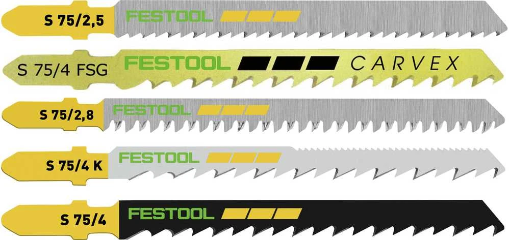 Festool siaurapjūklio pjūklelių rinkinys, 5 skirtingi modeliai