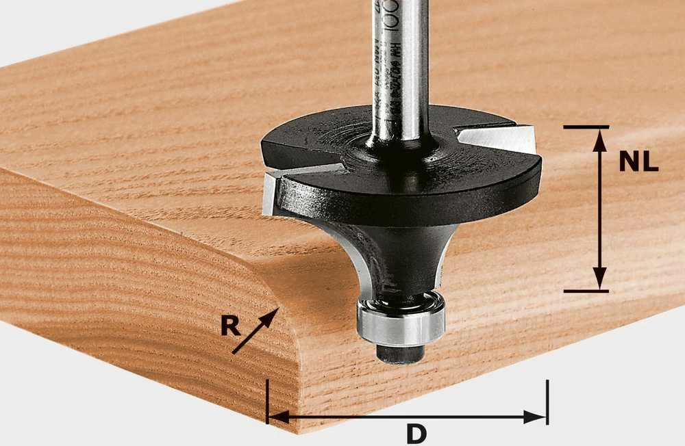 Apvalinimo freza su dvejais skirtingo skersmens guoliais Festool 2/9/49 mm
