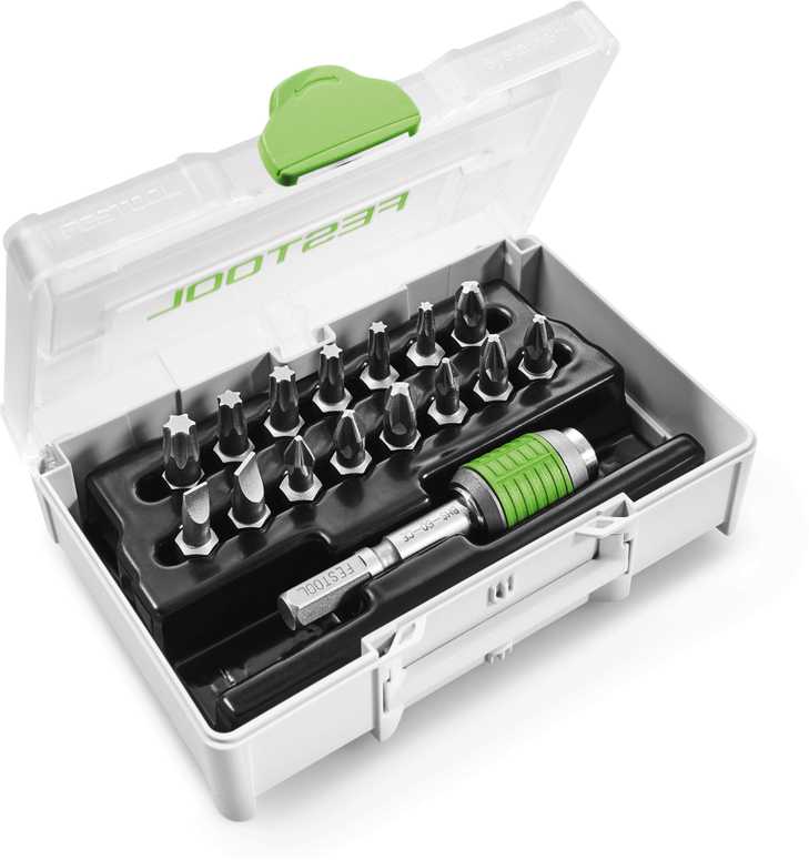 Sukimo antgalių komplektas Festool SYS3 XXS CE-MX BHS 60; 15 vnt. + laikiklis
