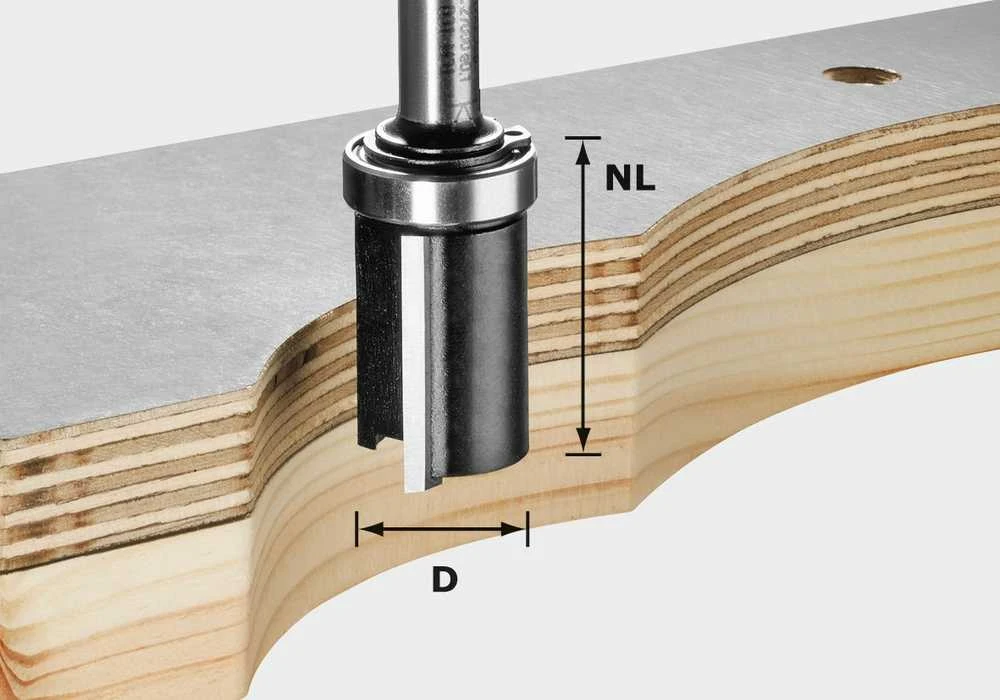 Festool sulyginimo freza su NL ir D matmenų schema