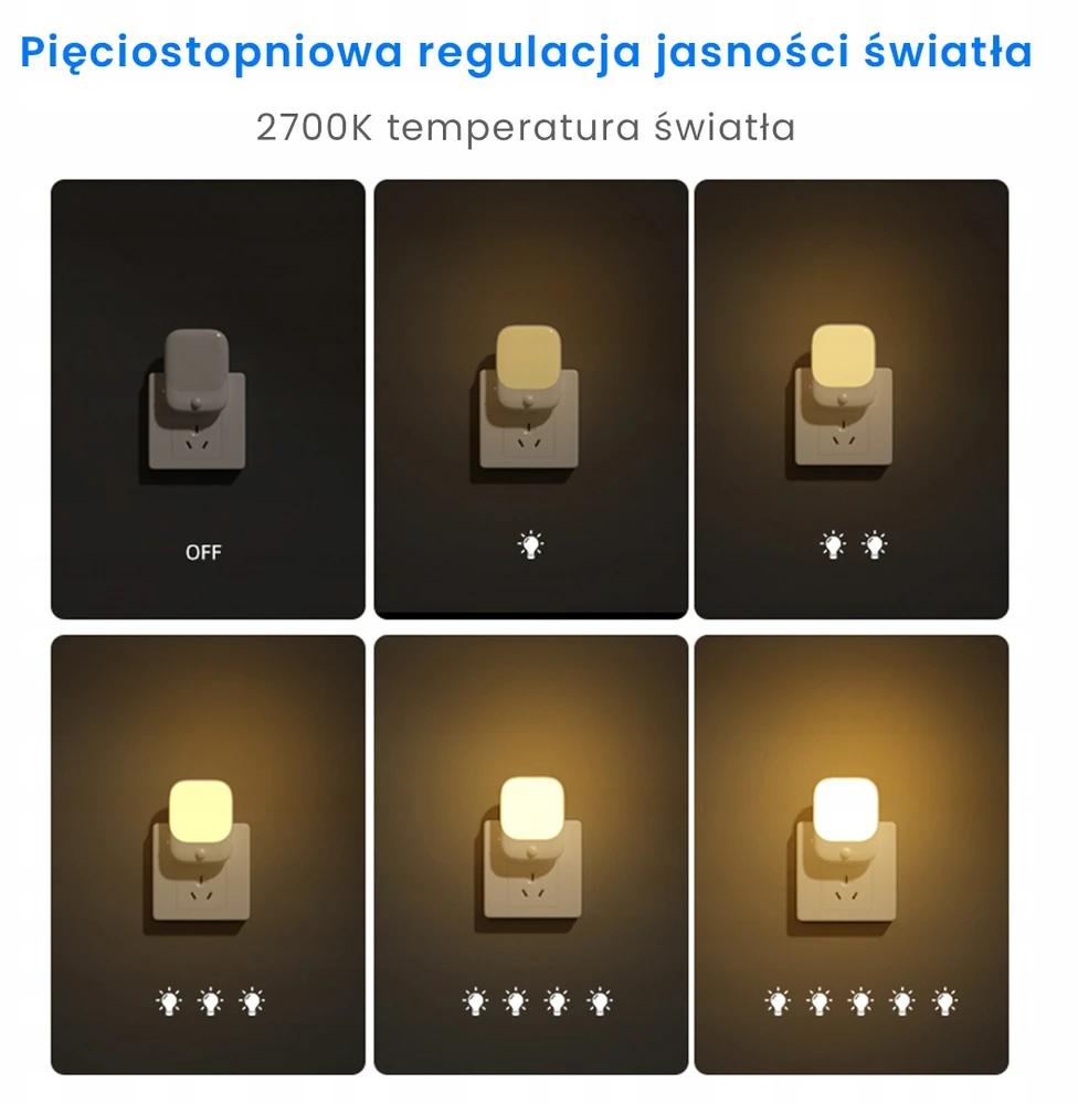 0,6W LED naktinė lempa su judesio jutikliu, prieblanda Eko-Light PATI