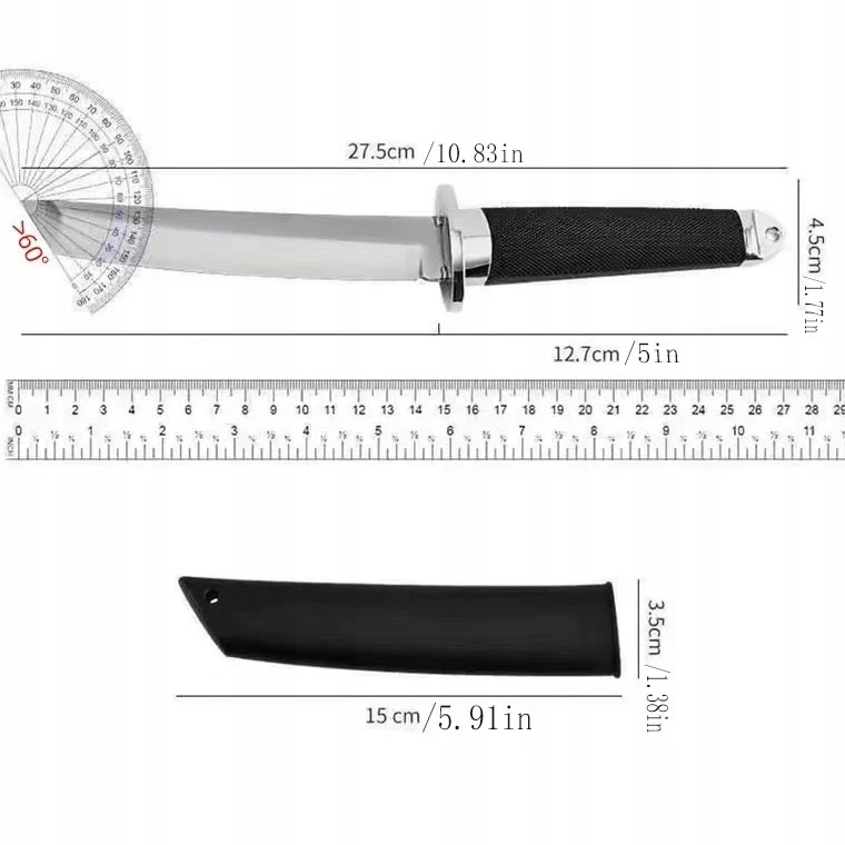 1 PC. TAKTINIS KARINIS PEILIS KATANA TANTO SAMURAI MEDŽIOKLĖ + Dangtis