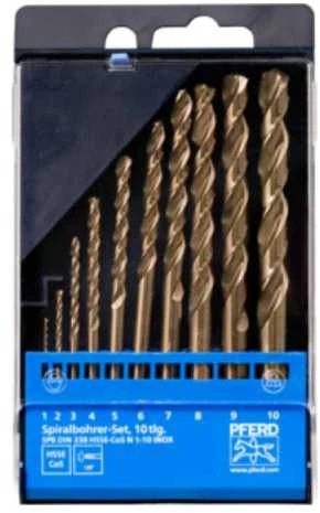 Grąžtas 10 dalių metalo grąžtų rinkinys PFERD DIN338 HSSE N 1-10 Inox