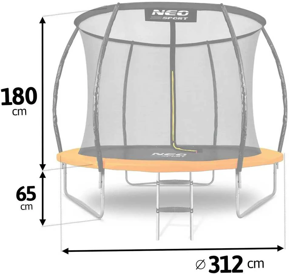 10 pėdų / 312 cm profiliuotas sodo batutas su vidiniu tinklu „Neo-Sport“