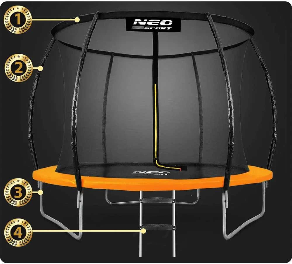 10 pėdų / 312 cm profiliuotas sodo batutas su vidiniu tinklu „Neo-Sport“