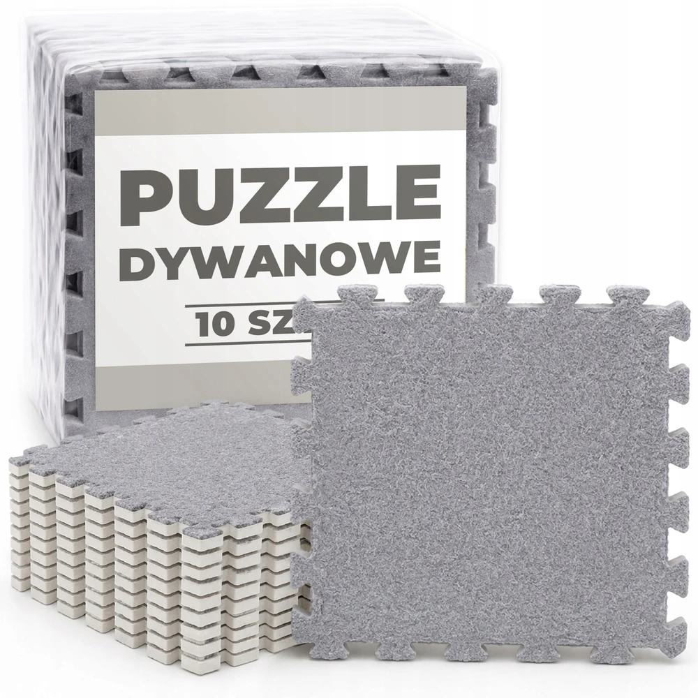 10 pilkų kiliminių grindų dėlionių kilimėlių rinkinys 30×30 cm