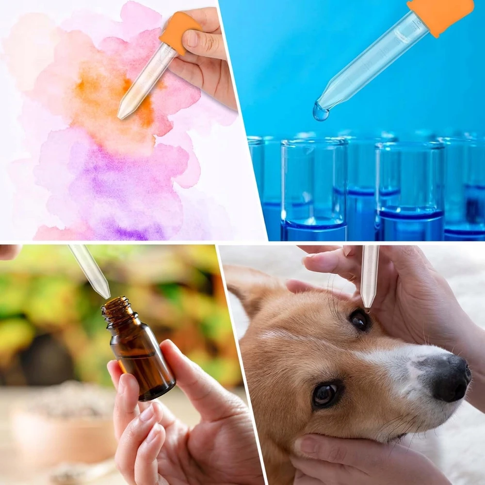 10 VIENETŲ 5 ML PIPETES SU LAŠINTUKU, SKAIDRIU SILIKONU