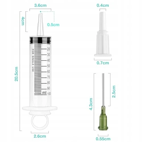 100 ml švirkštas SU BUKŲ DOZUOJAMŲJŲ ADAŠŲ RINKINYS iš 5 naminių gyvūnėlių dovanai namams