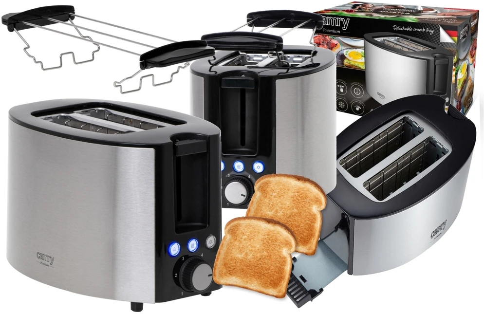 Skrudintuvas Adler Camry | Toaster | CR 3215 | Power 1000 W | Number of slots 2 | Housing material Nerūdijantis plienas | Juodas/Nerūdijantis plienas