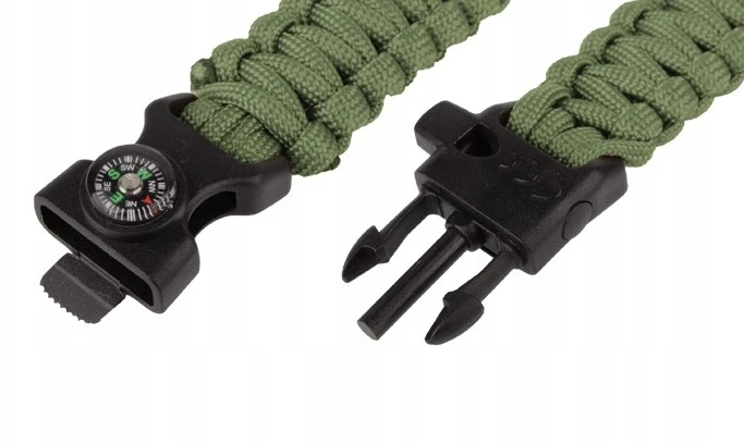 101 Inc. Išgyvenimo apyrankė Paracord TM su kompasu, žalia 18068