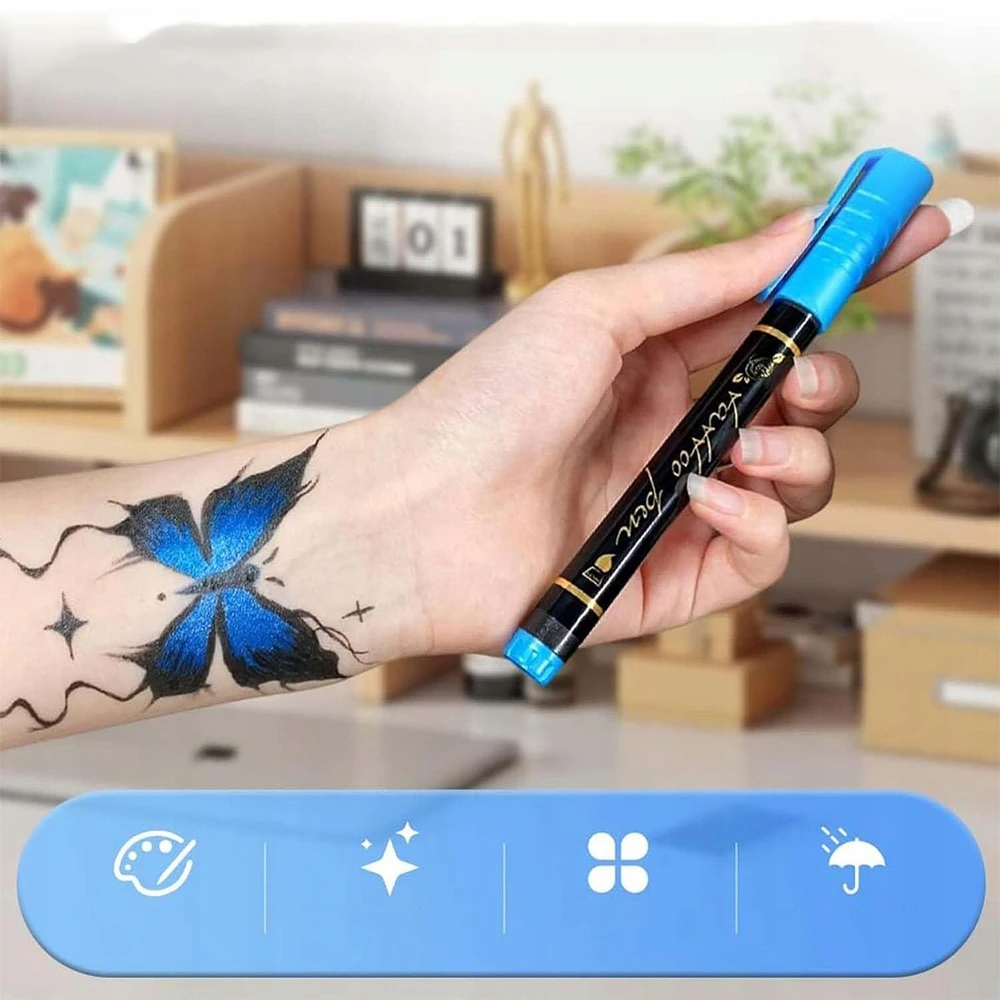 10vnt GLITTER TATTUOS ŽYMEKLIAI, skirti DAŽYTI ODĄ GLITTER + Šablonai