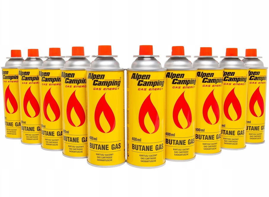 10x dujų kasetė 400 ml dujų kasetė, skirta ALPEN CAMPING dujų degikliui