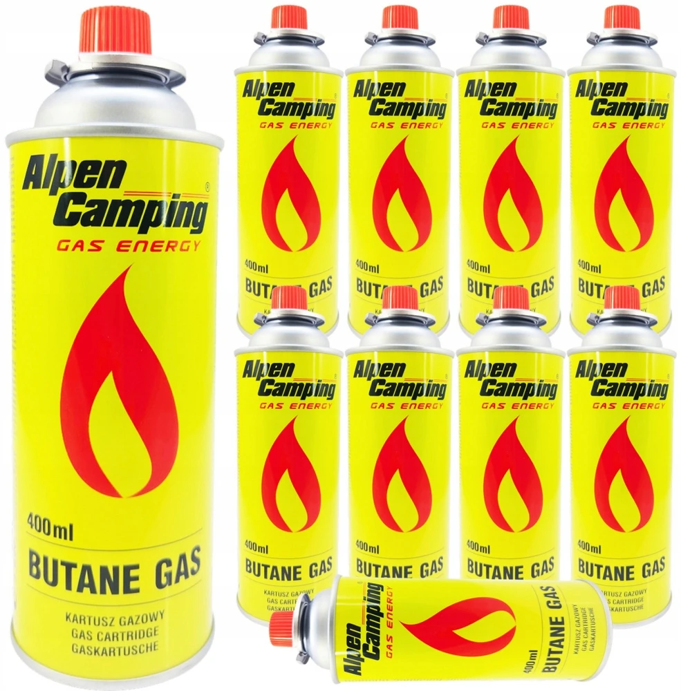 10x dujų kasetė 400 ml dujų kasetė, skirta ALPEN CAMPING dujų degikliui