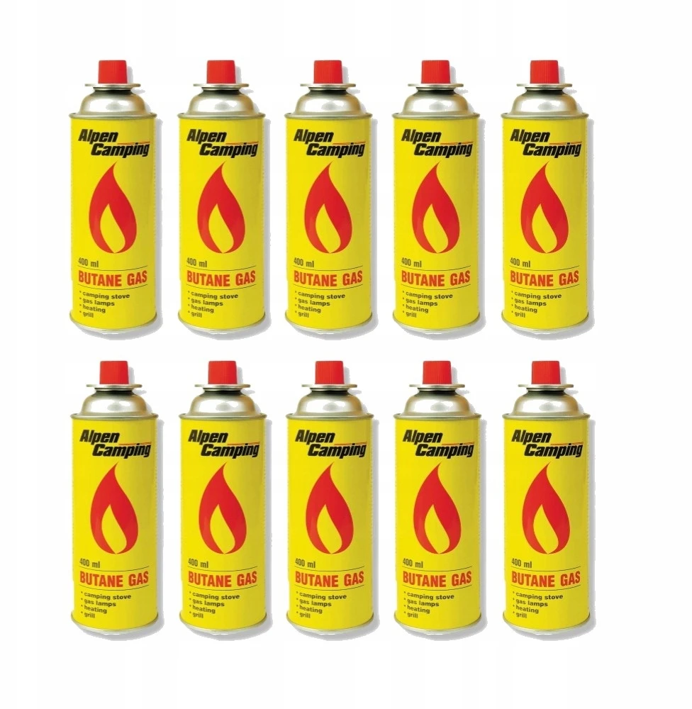10x dujų kasetė 400 ml dujų kasetė, skirta ALPEN CAMPING dujų degikliui