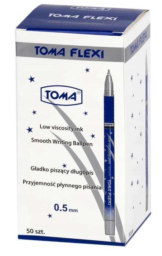 10x Toma Flexi To-076 mėlynas rašiklis, 0,5mm, biuro, mokyklai
