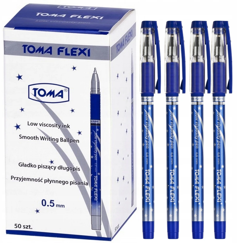 10x Toma Flexi To-076 mėlynas rašiklis, 0,5mm, biuro, mokyklai