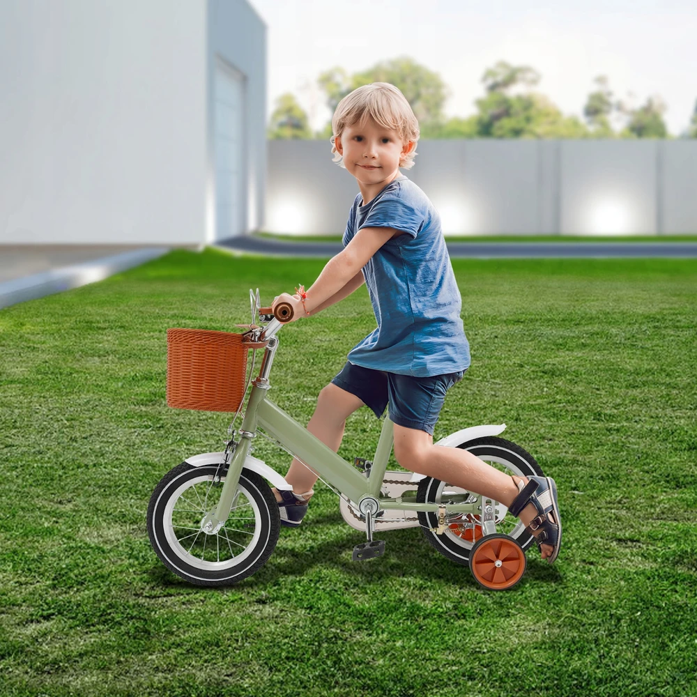 12 colių balansinis ir pedalinis dviratis 2-4 metų amžiaus - Žalias