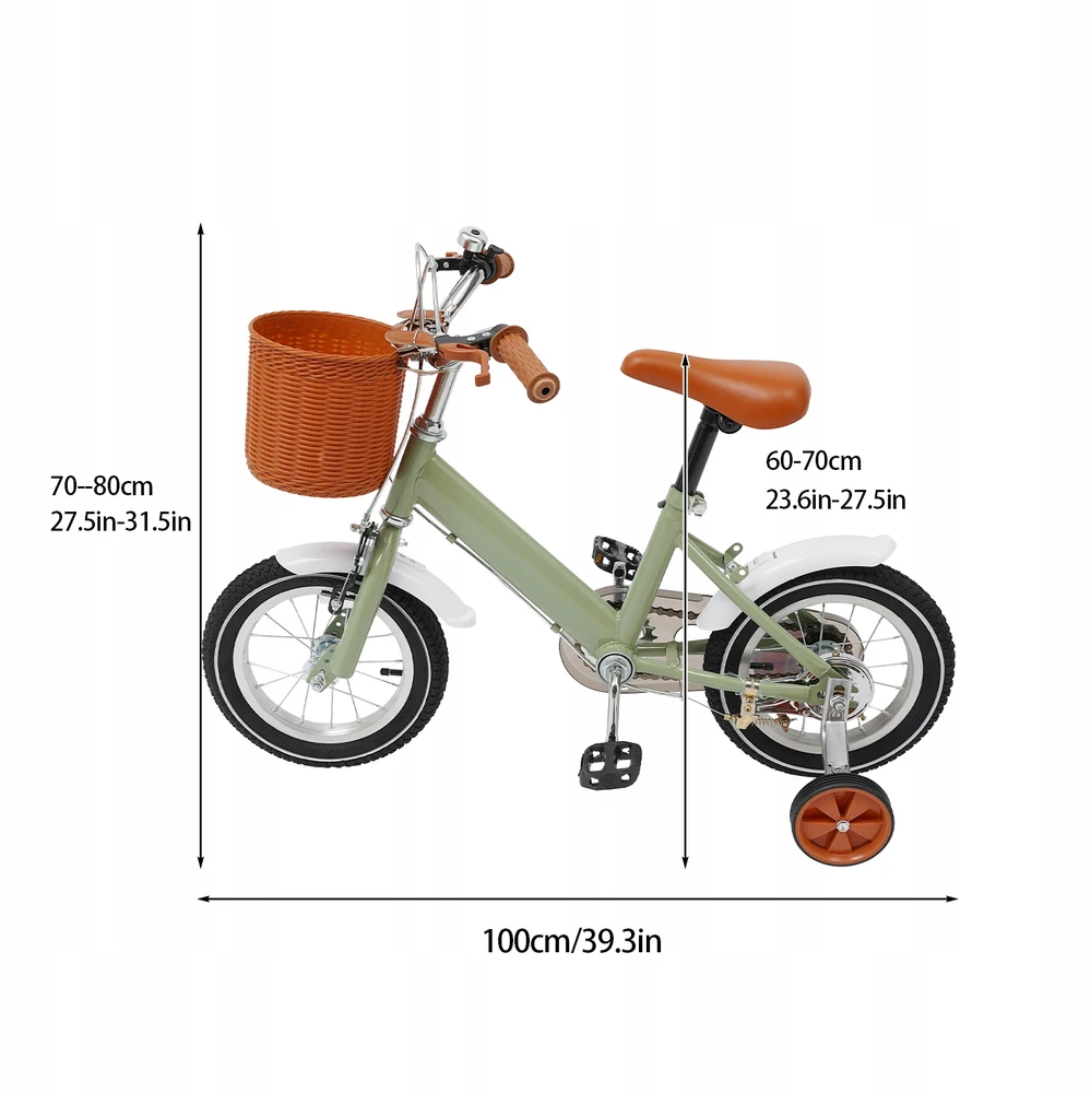 12 colių balansinis ir pedalinis dviratis 2-4 metų amžiaus - Žalias