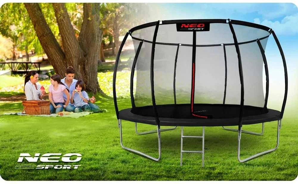 12 pėdų / 374 cm profiliuotas sodo batutas su vidiniu tinklu „Neo-Sport“