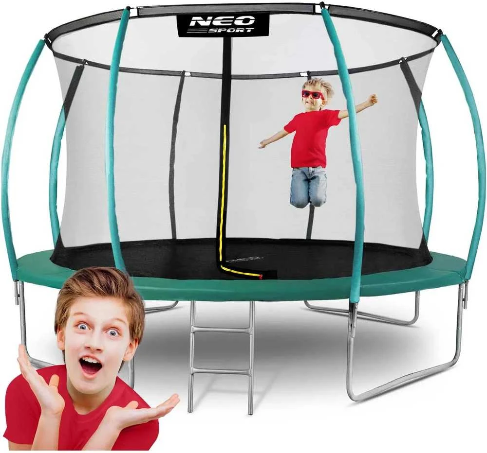 12 pėdų / 374 cm profiliuotas sodo batutas su vidiniu tinklu „Neo-Sport“