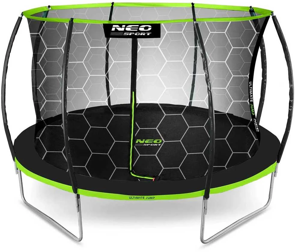 12 pėdų / 374 cm profiliuotas sodo batutas su vidiniu tinklu „Neo-Sport“