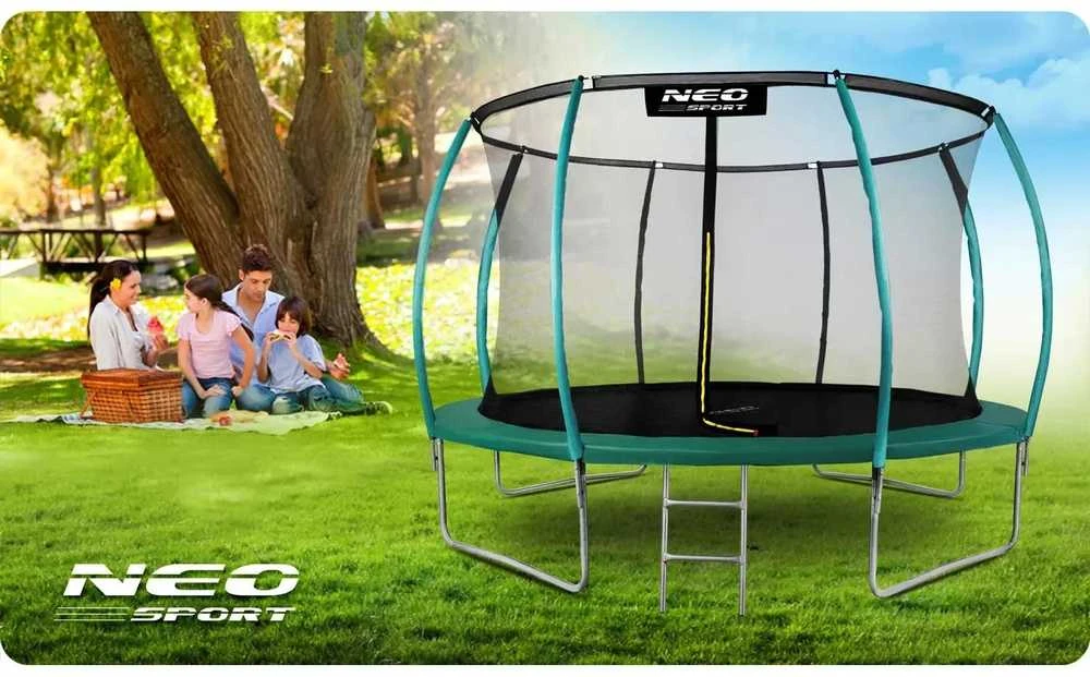 12 pėdų / 374 cm profiliuotas sodo batutas su vidiniu tinklu „Neo-Sport“