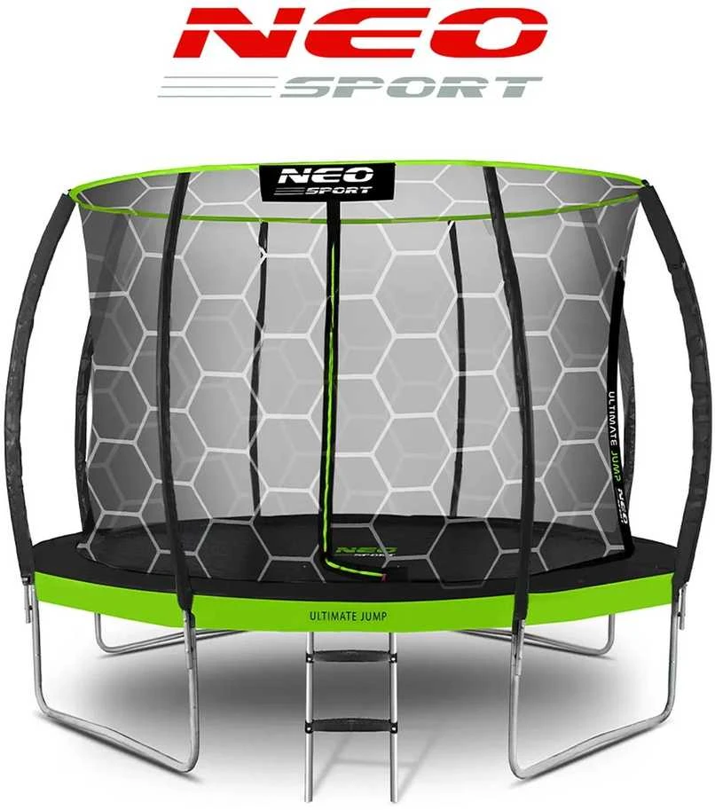 12 pėdų / 374 cm profiliuotas sodo batutas su vidiniu tinklu „Neo-Sport“