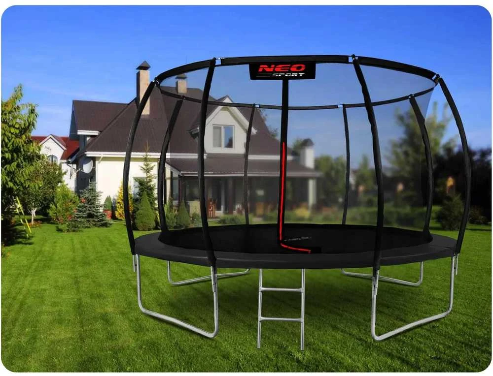 12 pėdų / 374 cm profiliuotas sodo batutas su vidiniu tinklu „Neo-Sport“