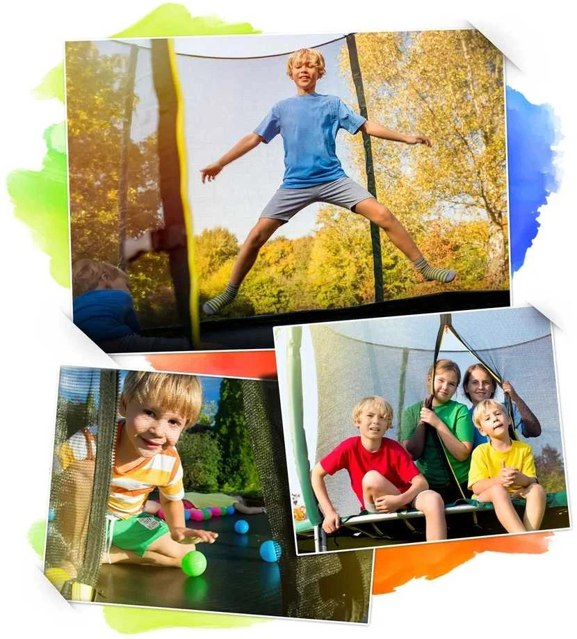 12 pėdų / 374 cm profiliuotas sodo batutas su vidiniu tinklu „Neo-Sport“