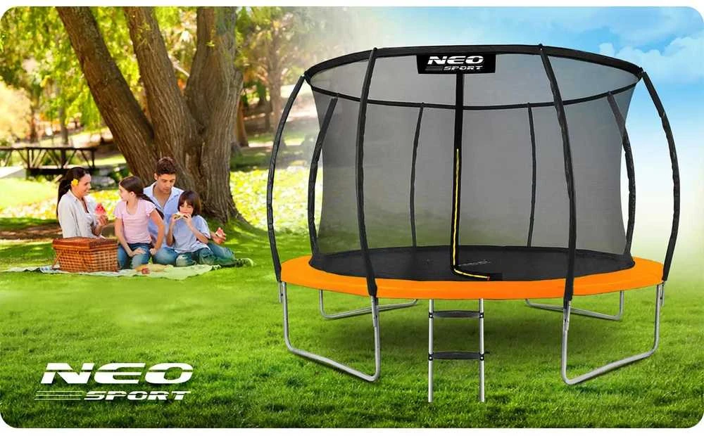 12 pėdų / 374 cm profiliuotas sodo batutas su vidiniu tinklu „Neo-Sport“