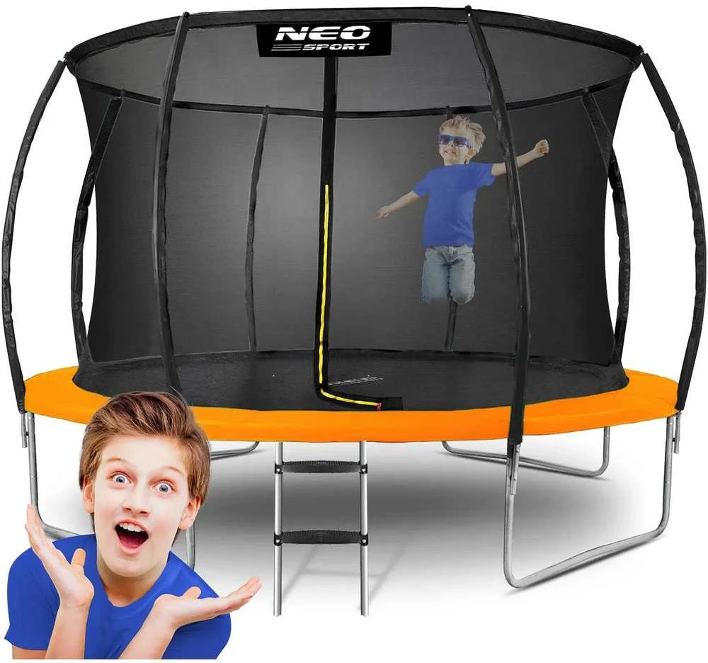 12 pėdų / 374 cm profiliuotas sodo batutas su vidiniu tinklu „Neo-Sport“