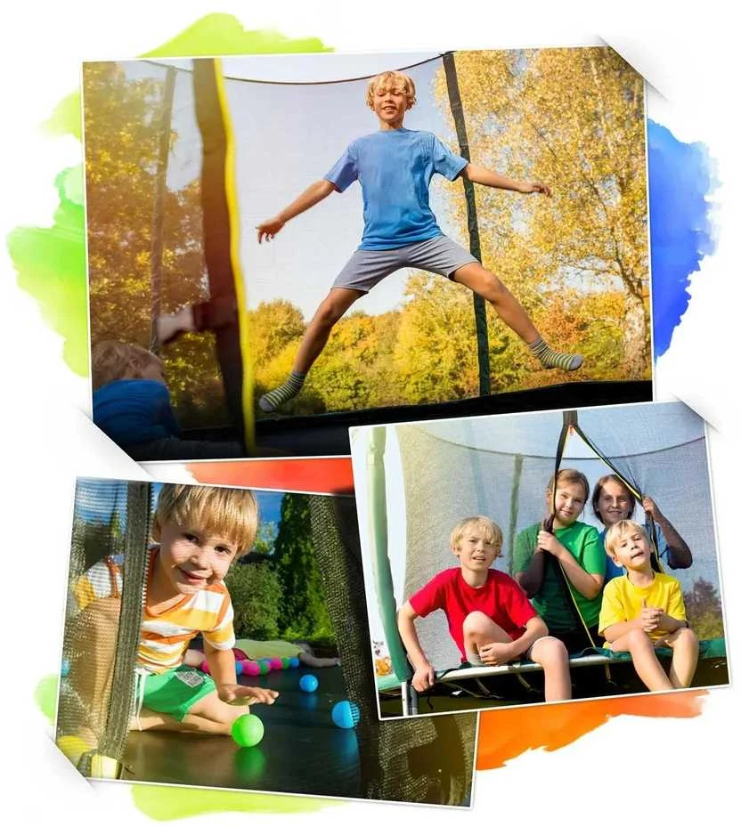 12 pėdų / 374 cm profiliuotas sodo batutas su vidiniu tinklu „Neo-Sport“