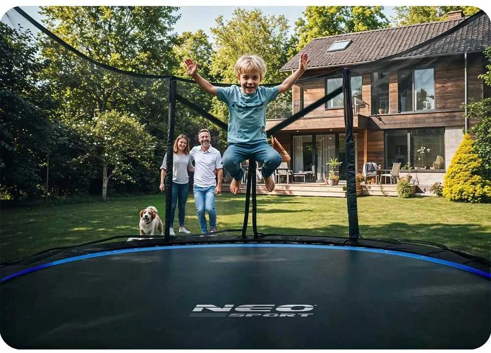 12 pėdų / 374 cm sodo batutas su lauko tinklu ir kopėčiomis Neo-Sport