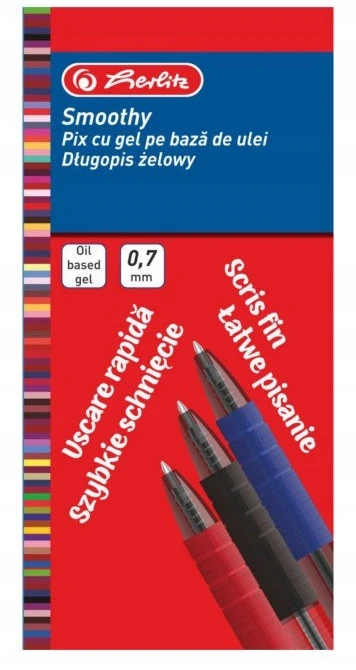 12 vnt. raudonų gelinių rašiklių Herlitz Smoothy 0,7mm