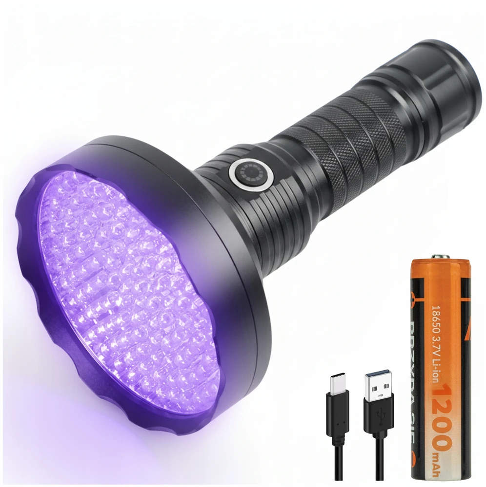 128 LED 395 nm USB-C SONOVO UV žibintuvėlis gintarui ir aptikimui