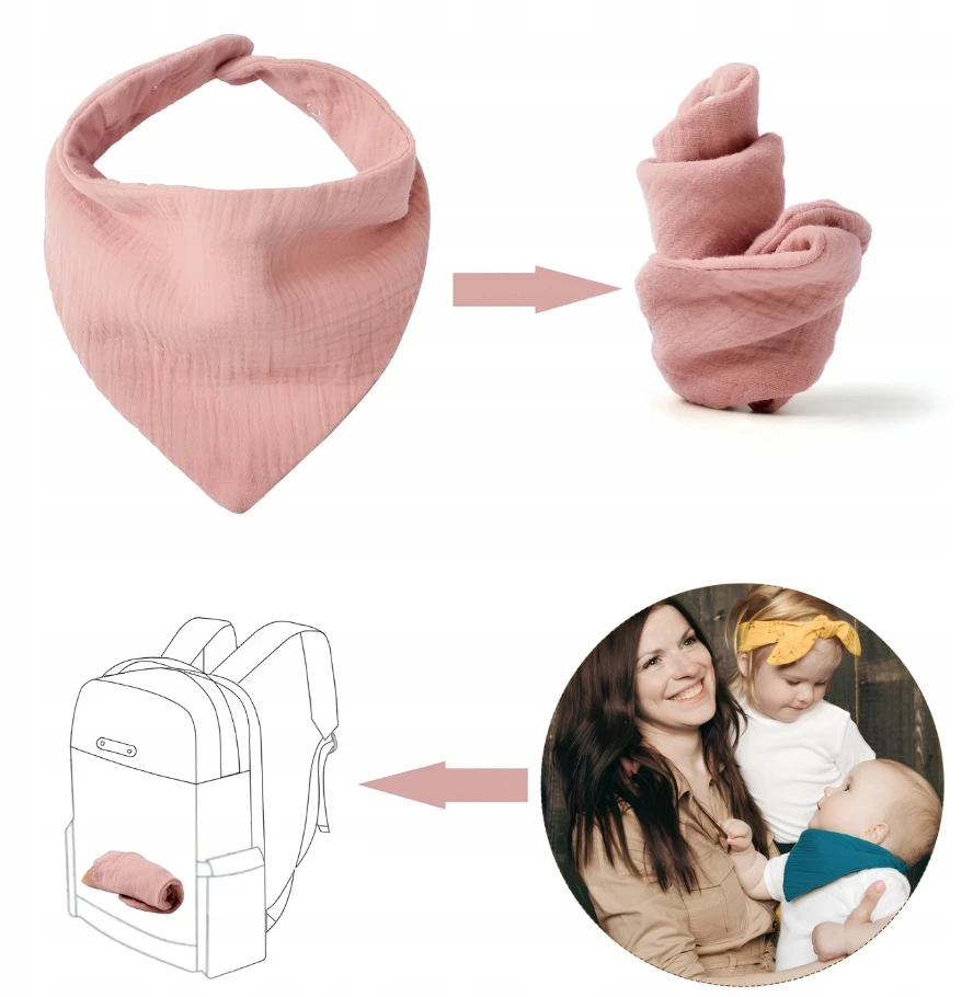 12X BABY BANDANA BIBS MEDVILNĖS MINKŠTAI SUgeriantys dantys