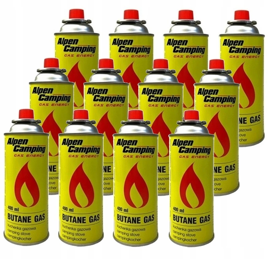 12x DUJŲ kasetė dujinė kasetė ALPEN CAMPING 400ml krosnelės degiklis grilis