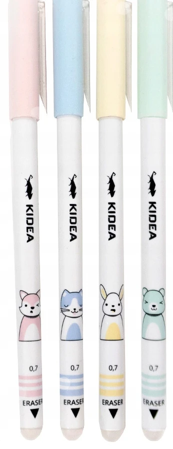 Derform 12x mėlynas ištrinamas gelio rašiklis 0,7 mm ANIMALS Kidea