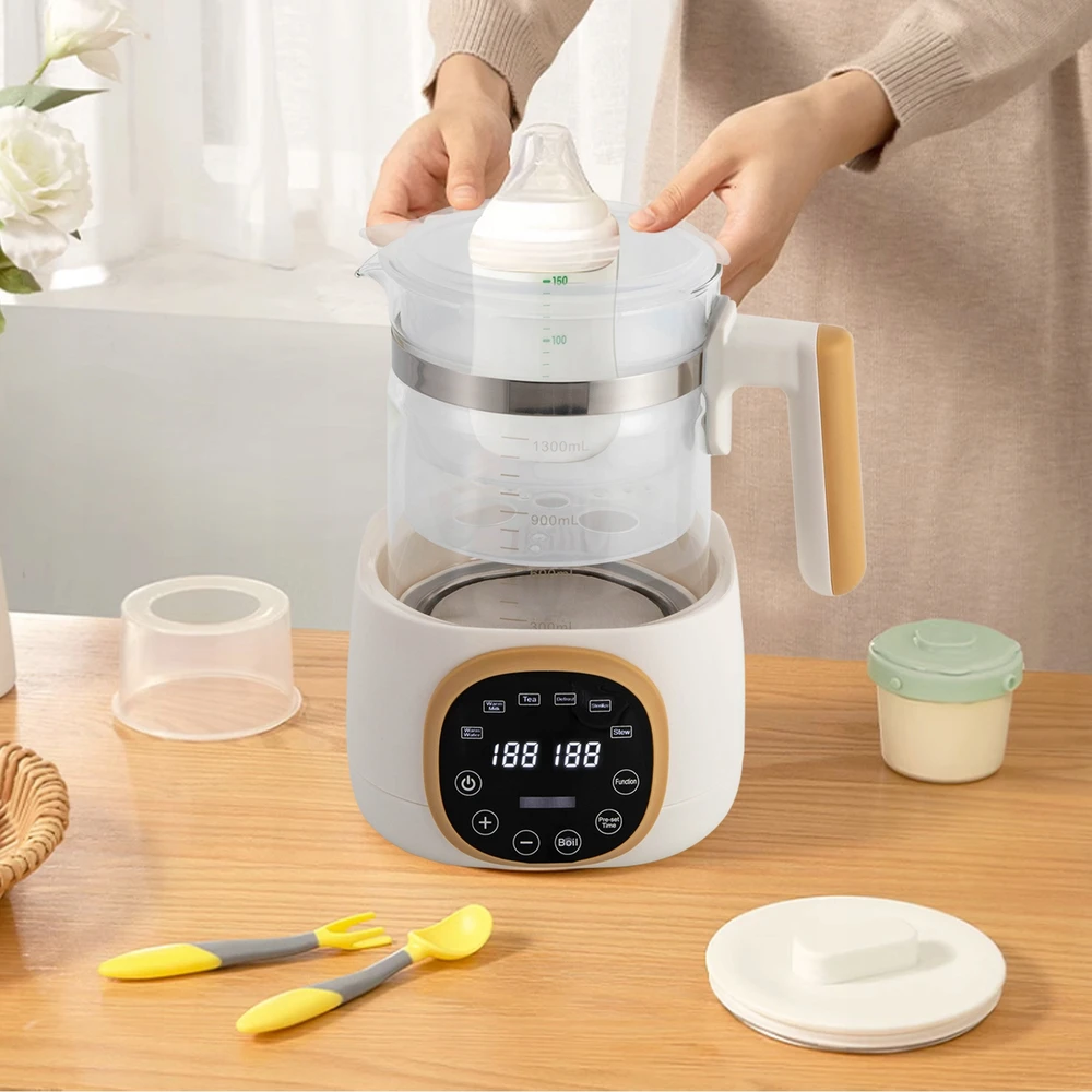 1,3 l kūdikio buteliuko šildytuvas su 250 V kištuku, 600 W pastovios temperatūros pieno maišytuvu