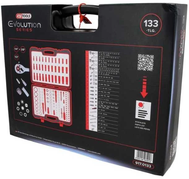 133 dalių dvylikakampių galvučių komplektas KS TOOLS 1/4" 3/8" 1/2"